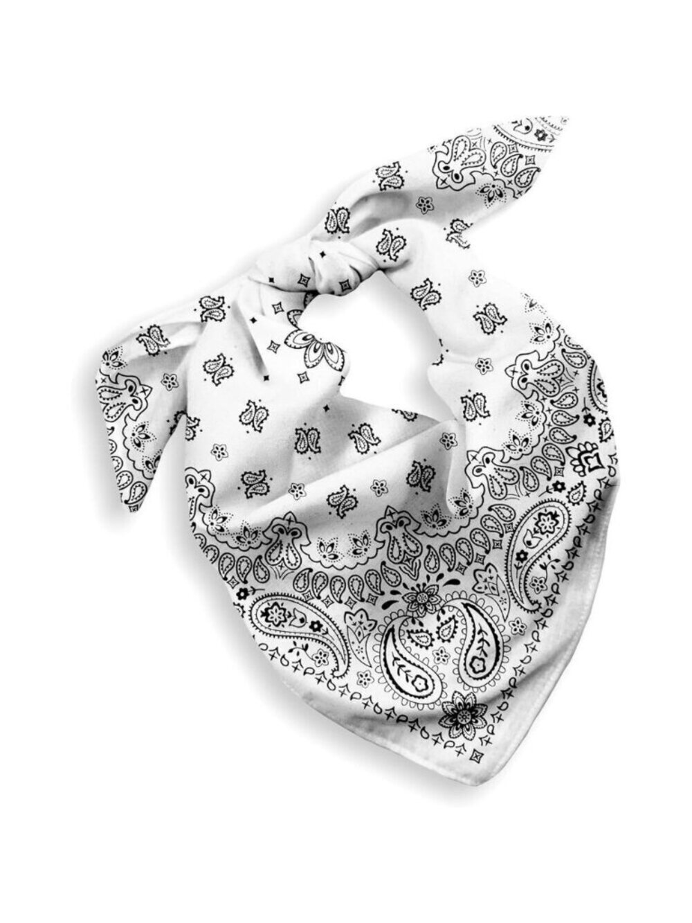 Women's White Cotton Bandana Large Cowgirl Imported Handkerchief Headband Scarf